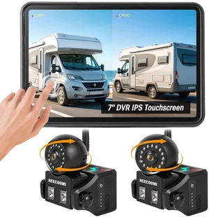 HEECOOMI Magnetic Wireless Backup Camera Solar with 360 Adjustable Lens, 7" 1080P Touchscreen Monitor, DVR Recording, IP69K Waterproof, Auto-Sleep & Night Vision for RV, Truck, Trailer & Camper HEECOOMI Magnetic Wireless Backup Camera Solar with 360 Adjustable Lens, 7" 1080P Touchscreen Monitor, DVR Recording, IP69K Waterproof, Auto-Sleep & Night Vision for RV, Truck, Trailer & Camper