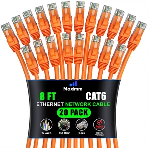 Maximm Cat6 Ethernet Cable 8 Ft, 10 Gbps 550 MHz, Green, 20 Pack Maximm Cat6 Ethernet Cable 8 Ft, 10 Gbps 550 MHz, Green, 20 Pack