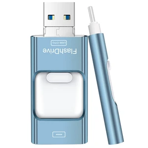 Flash Drive for Phone 128GB, 4 in 1 USB Type C Memory Stick, Photo Stick External Storage Thumb Drive for Phone Pad Android Computer, Sky Blue Flash Drive for Phone 128GB, 4 in 1 USB Type C Memory Stick, Photo Stick External Storage Thumb Drive for Phone Pad Android Computer, Sky Blue