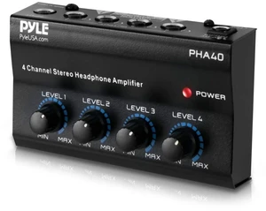 4-Channel Portable Stereo Headphone Amplifier - Professional Multi Channel Mini Earphone Splitter Amp w/ 4 Balanced TRS Headphones Output Jack and 1/4" TRS Audio Input For Sound Mixer - Pyle PHA40 BL 4-Channel Portable Stereo Headphone Amplifier - Professional Multi Channel Mini Earphone Splitter Amp w/ 4 Balanced TRS Headphones Output Jack and 1/4" TRS Audio Input For Sound Mixer - Pyle PHA40 BL