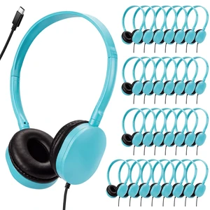 ZHENWAY USB-C Headphones Bulk, 30-Pack, Blue ZHENWAY USB-C Headphones Bulk, 30-Pack, Blue
