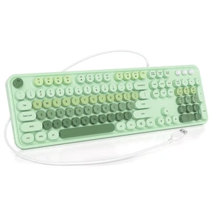 Ussixchare Wired Typewriter Keyboard Full Size Green Keyboard Retro Computer Keyboard with Round Keycaps for Windows Laptop(Green) Ussixchare Wired Typewriter Keyboard Full Size Green Keyboard Retro Computer Keyboard with Round Keycaps for Windows Laptop(Green)