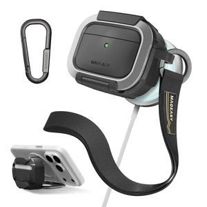 MAGEASY Axiz AirPods Pro 3 Case Cover with Lock & Phone Stand, Keychain Carabiner + Wristlet Strap, MagSafe Aviation-Grade Aluminum Locking Mechanism, Rugged Shockproof Shell (Metal Black) MAGEASY Axiz AirPods Pro 3 Case Cover with Lock & Phone Stand, Keychain Carabiner + Wristlet Strap, MagSafe Aviation-Grade Aluminum Locking Mechanism, Rugged Shockproof Shell (Metal Black)