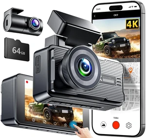 JOMISE 4K Dash Cam,5G WiFi Car Camera Built-in GPS,4K+1080P Dash Cam Front and Rear Inside,170 Wide Angle dashcam,24H Parking Mode with Loop Recording, Night Vision, 64GB Card,3-Inch Screen,Max 256GB JOMISE 4K Dash Cam,5G WiFi Car Camera Built-in GPS,4K+1080P Dash Cam Front and Rear Inside,170 Wide Angle dashcam,24H Parking Mode with Loop Recording, Night Vision, 64GB Card,3-Inch Screen,Max 256GB