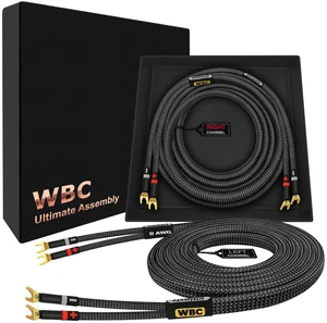 WORLDS BEST CABLES 10 Foot Ultimate - 8 AWG - Ultra-Pure OFC - Premium Audiophile HiFi Speaker Cable Pair with Eminence Spade Plugs & Carbon Tweed Jacket WORLDS BEST CABLES 10 Foot Ultimate - 8 AWG - Ultra-Pure OFC - Premium Audiophile HiFi Speaker Cable Pair with Eminence Spade Plugs & Carbon Tweed Jacket
