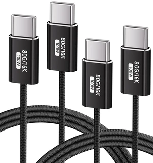 KMMXXCPM Black,3.3FT 2Pack USB C Cable,USBC 80Gbps Data Transfer Compatible with Thunderbolt 5/4/3,Slim Connector,100W Fast Charging,16K/8K/4K HD Video Cord for Monitor,MacBook,iPhone 17/16,Docking. KMMXXCPM Black,3.3FT 2Pack USB C Cable,USBC 80Gbps Data Transfer Compatible with Thunderbolt 5/4/3,Slim Connector,100W Fast Charging,16K/8K/4K HD Video Cord for Monitor,MacBook,iPhone 17/16,Docking.