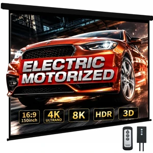 YODOLLA 150" Projector Screen Motorized 16:9 for Home Theater Outdoor Black YODOLLA 150" Projector Screen Motorized 16:9 for Home Theater Outdoor Black