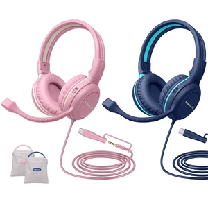 SIMOLIO-Kids-Headphones-School with-USB-C to 3.5mm Dongle, Boom-Microphone SIMOLIO-Kids-Headphones-School with-USB-C to 3.5mm Dongle, Boom-Microphone