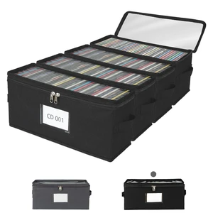 ComfortKeeper 4 Pack Fabric CD Storage Box with Clear PVC Lid, Holds 35 Standard CD Cases, Zipper Closure for Dust Protection, Portable CD Organizer for Music Collection, Black ComfortKeeper 4 Pack Fabric CD Storage Box with Clear PVC Lid, Holds 35 Standard CD Cases, Zipper Closure for Dust Protection, Portable CD Organizer for Music Collection, Black