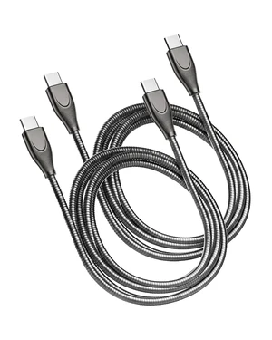 PetYoYo Pet-Proof USB-C to USB-C Cable 2-Pack, 100W PD, 6.6ft Anti-Chew Metal Armor Cord for iPhone 16, iPad, MacBook - Gray PetYoYo Pet-Proof USB-C to USB-C Cable 2-Pack, 100W PD, 6.6ft Anti-Chew Metal Armor Cord for iPhone 16, iPad, MacBook - Gray