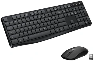 Wireless Keyboard and Mouse Combo for Office, Full-Size Low-Profile Keyboard with 2.4GHz USB Receiver for PC Wireless Keyboard and Mouse Combo for Office, Full-Size Low-Profile Keyboard with 2.4GHz USB Receiver for PC