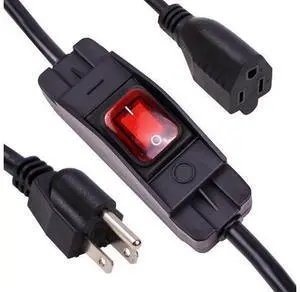 3.4 Ft Outdoor Extension Cord with Waterproof Switch Power Cord 18AWG 3 Prong Plugs Heavy Duty Extension Cord 10A/125V 3.4 Ft Outdoor Extension Cord with Waterproof Switch Power Cord 18AWG 3 Prong Plugs Heavy Duty Extension Cord 10A/125V
