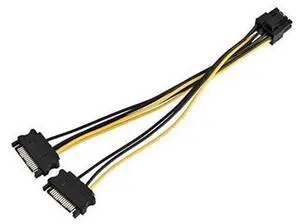 Vszerda PCI Express SATA Power Cable, 15 Pin Dual SATA Male to 8 Pin Female PCI-E Video Card Power Supply Adapter Cable, Cable 8-inch Vszerda PCI Express SATA Power Cable, 15 Pin Dual SATA Male to 8 Pin Female PCI-E Video Card Power Supply Adapter Cable, Cable 8-inch