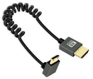 Vszerda 8K Up Angle Mini HDMI to HDMI Coiled Cable 2.2FT, 270 Degree Short HDMI to Mini HDMI Cable, Spring Spiral Hdmi 2.1 Cable 8K@60Hz 48Gbps for Camera/Camcorder/HDTV/Tablet Vszerda 8K Up Angle Mini HDMI to HDMI Coiled Cable 2.2FT, 270 Degree Short HDMI to Mini HDMI Cable, Spring Spiral Hdmi 2.1 Cable 8K@60Hz 48Gbps for Camera/Camcorder/HDTV/Tablet