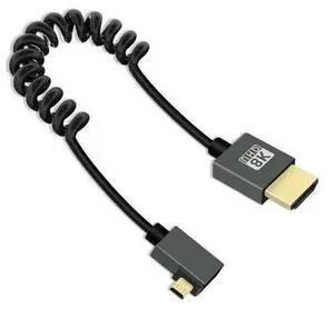 Vszerda 8K Left Angle Micro HDMI to HDMI Cable 2.2FT, 90 Degree Short HDMI to Micro HDMI Cable, Coiled HDMI 2.1 Cable 8K@60Hz 48Gbps for Camera/Camcorder/HDTV/Tablet Vszerda 8K Left Angle Micro HDMI to HDMI Cable 2.2FT, 90 Degree Short HDMI to Micro HDMI Cable, Coiled HDMI 2.1 Cable 8K@60Hz 48Gbps for Camera/Camcorder/HDTV/Tablet