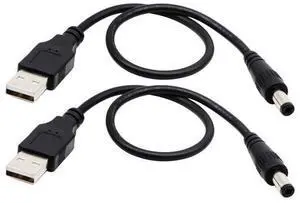 Vszerda USB 2.0 A Male to DC 5.5x2.1mm Male Adapter Cable 5 Volt DC Barrel Power Jack Charging Cable for Tablet, Electronic Dog, Access Control Attendance (28CM/11inch, DC 5.5x2.1mm)(2packs) Vszerda USB 2.0 A Male to DC 5.5x2.1mm Male Adapter Cable 5 Volt DC Barrel Power Jack Charging Cable for Tablet, Electronic Dog, Access Control Attendance (28CM/11inch, DC 5.5x2.1mm)(2packs)