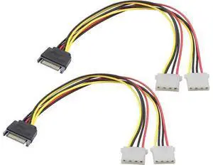 Vszerda SATA 15pin to Dual 4pin Molex one-to-Two Power Cord Cable,sata 15P to 4P IDE Hard Drive Power Cord Y-Splitter,SATA Male to 2 Molex Female for 12V/5V IDE HDD DVD.(30cm/2Pack) Vszerda SATA 15pin to Dual 4pin Molex one-to-Two Power Cord Cable,sata 15P to 4P IDE Hard Drive Power Cord Y-Splitter,SATA Male to 2 Molex Female for 12V/5V IDE HDD DVD.(30cm/2Pack)
