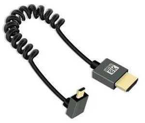 Vszerda 8K Down Angle Micro HDMI to HDMI Cable 2.2FT, 270 Degree Short HDMI to Micro HDMI Cable, Coiled Hdmi 2.1 Cord 8K@60Hz 48Gbps for Camera/Camcorder/HDTV(Down Angle Black) Vszerda 8K Down Angle Micro HDMI to HDMI Cable 2.2FT, 270 Degree Short HDMI to Micro HDMI Cable, Coiled Hdmi 2.1 Cord 8K@60Hz 48Gbps for Camera/Camcorder/HDTV(Down Angle Black)