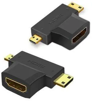 Vszerda 2 in 1 HDMI Female to Mini HDMI Micro HDMI Adapter,Mini/Micro HDMI Male to HDMI Female Universal Adapter with Gold-Plated Connector 2 Pack Vszerda 2 in 1 HDMI Female to Mini HDMI Micro HDMI Adapter,Mini/Micro HDMI Male to HDMI Female Universal Adapter with Gold-Plated Connector 2 Pack