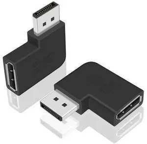 Vszerda 90 Degree Displayport Cable Adapter Converter, 8K DP 1.4 Male to DP Female Extension Adapter, Left Angled DP Displayport Adapter, 2 Pack Vszerda 90 Degree Displayport Cable Adapter Converter, 8K DP 1.4 Male to DP Female Extension Adapter, Left Angled DP Displayport Adapter, 2 Pack