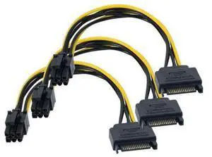 Vszerda 6 Pin SATA Power Cable 3 Pack SATA 15-Pin to 6-Pin PCI Express Card Power Cable Adapter 8 Inch Vszerda 6 Pin SATA Power Cable 3 Pack SATA 15-Pin to 6-Pin PCI Express Card Power Cable Adapter 8 Inch
