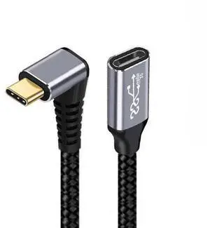Vszerda Down & Up Angled USB-C USB 3.1 Type C Male to Female Extension Data Cable 10Gbps 100W with Sleeve for Laptop 0.2m Vszerda Down & Up Angled USB-C USB 3.1 Type C Male to Female Extension Data Cable 10Gbps 100W with Sleeve for Laptop 0.2m