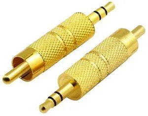 Vszerda Gold Plated 3.5MM to RCA Audio Adapter Metal RCA Male to Jack 3.5mm (1/8 Inch) TRS Stereo Plug Male Adaptor Connector for RCA Headphone Adapter Cable(3-Pole) (Gold-2 Pack) Vszerda Gold Plated 3.5MM to RCA Audio Adapter Metal RCA Male to Jack 3.5mm (1/8 Inch) TRS Stereo Plug Male Adaptor Connector for RCA Headphone Adapter Cable(3-Pole) (Gold-2 Pack)