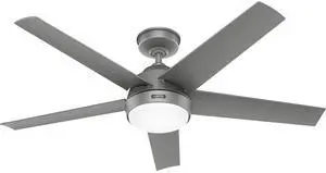 Hunter Skyflow 52 inch Indoor/Outdoor Ceiling Fan with Light and Wall Control, Matte Silver Ceiling Fan, 3 Speed WhisperWind Motor, 52612, for Coastal Patios, Pergolas, Bedrooms, or Living Rooms Hunter Skyflow 52 inch Indoor/Outdoor Ceiling Fan with Light and Wall Control, Matte Silver Ceiling Fan, 3 Speed WhisperWind Motor, 52612, for Coastal Patios, Pergolas, Bedrooms, or Living Rooms