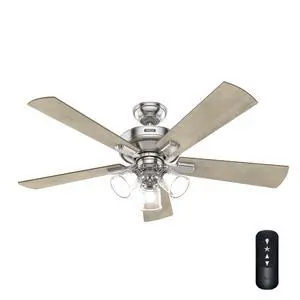 Hunter 52 inch Crestfield Brushed Nickel Ceiling Fan with LED Light Kit and Handheld Remote Hunter 52 inch Crestfield Brushed Nickel Ceiling Fan with LED Light Kit and Handheld Remote