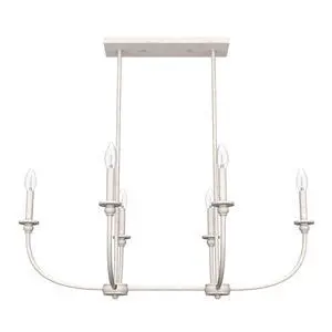Hunter - Southcrest 6-light Distressed White, Large Chandelier, Dimmable, Linear Shaped, for Bedrooms, Kitchens, Dining, Living Rooms - 19645 Hunter - Southcrest 6-light Distressed White, Large Chandelier, Dimmable, Linear Shaped, for Bedrooms, Kitchens, Dining, Living Rooms - 19645