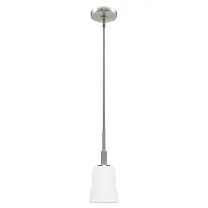 Hunter - Nolita 1-light Brushed Nickel, Mini Pendant Light, Dimmable, Modern Style, Cone Shaped, for Bedrooms, Kitchens, Dining, Living Rooms - 19887 Hunter - Nolita 1-light Brushed Nickel, Mini Pendant Light, Dimmable, Modern Style, Cone Shaped, for Bedrooms, Kitchens, Dining, Living Rooms - 19887
