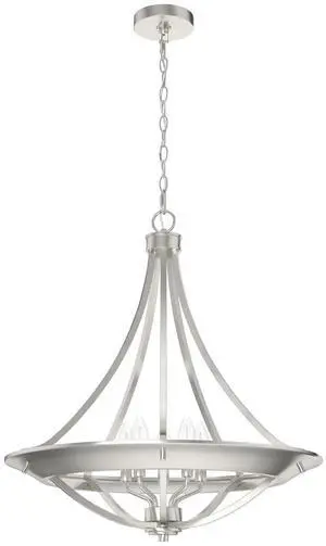 Hunter - Perch Point 4-light Brushed Nickel, Large Pendant Light, Dimmable, Casual Style, Empire Shaped, for Bedrooms, Kitchens, Dining, Living Rooms - 19429 Hunter - Perch Point 4-light Brushed Nickel, Large Pendant Light, Dimmable, Casual Style, Empire Shaped, for Bedrooms, Kitchens, Dining, Living Rooms - 19429