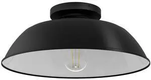 Hunter - Mill Valley 1-Light Matte Black Outdoor Flush Mount Ceiling Light, Dimmable, Transitional Style, Dome Shaped, for Patios, Walkways, Garages - 46003 Hunter - Mill Valley 1-Light Matte Black Outdoor Flush Mount Ceiling Light, Dimmable, Transitional Style, Dome Shaped, for Patios, Walkways, Garages - 46003