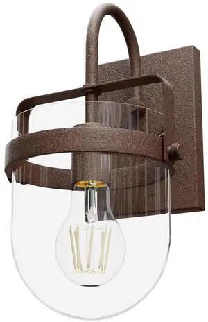 Hunter - Karloff 1-Light Textured Rust, Medium Size Sconce Light, Dimmable, Casual Style, for Bedrooms, Kitchens, Foyers, Bathrooms - 19841 Hunter - Karloff 1-Light Textured Rust, Medium Size Sconce Light, Dimmable, Casual Style, for Bedrooms, Kitchens, Foyers, Bathrooms - 19841