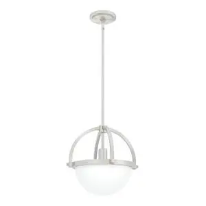Hunter - Wedgefield 1-Light Brushed Nickel, Medium Size Pendant Light, Dimmable, Formal Style, Sphere Shaped, for Bedrooms, Kitchens, Dining, Living Rooms - 19233 Hunter - Wedgefield 1-Light Brushed Nickel, Medium Size Pendant Light, Dimmable, Formal Style, Sphere Shaped, for Bedrooms, Kitchens, Dining, Living Rooms - 19233