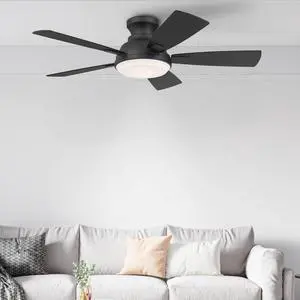Matte Black 44 Inch Low Profile 5 Blade Indoor Ceiling Fan, Ideal for Bedrooms and Living Rooms, Quiet DC Motor, LED Light with Remote Matte Black 44 Inch Low Profile 5 Blade Indoor Ceiling Fan, Ideal for Bedrooms and Living Rooms, Quiet DC Motor, LED Light with Remote