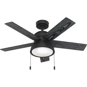 Hunter Fan Company, 51139, 44 inch Lilliput Matte Black Ceiling Fan with LED Light Kit and Pull Chain Hunter Fan Company, 51139, 44 inch Lilliput Matte Black Ceiling Fan with LED Light Kit and Pull Chain