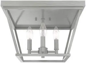 Hunter - Laurel Ridge 4-Light Brushed Nickel, Large Flush Mount Light, Dimmable, Formal Style, Square Shaped, for Bedrooms, Kitchens, Foyers, Bathrooms - 19076 Hunter - Laurel Ridge 4-Light Brushed Nickel, Large Flush Mount Light, Dimmable, Formal Style, Square Shaped, for Bedrooms, Kitchens, Foyers, Bathrooms - 19076
