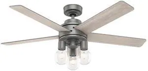 Hunter Fan Company, 51842, 52 inch Hardwick Matte Silver Ceiling Fan with LED Light Kit and Handheld Remote Hunter Fan Company, 51842, 52 inch Hardwick Matte Silver Ceiling Fan with LED Light Kit and Handheld Remote
