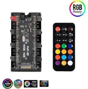 2-in-1 PWM & ARGB Controller Hub 8 Ports 12V 4Pin Fan & 5V 3Pin AURA Wireless IR Remote Adapter with PMMA Case and Magnetic Standoff for Cooling Radiator & A.SUS/M.SI LED Strip 2-in-1 PWM & ARGB Controller Hub 8 Ports 12V 4Pin Fan & 5V 3Pin AURA Wireless IR Remote Adapter with PMMA Case and Magnetic Standoff for Cooling Radiator & A.SUS/M.SI LED Strip