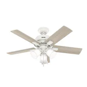 Hunter Fan Company, 52350, 44 inch Crystal Peak Matte White Ceiling Fan with LED Light Kit and Pull Chain Hunter Fan Company, 52350, 44 inch Crystal Peak Matte White Ceiling Fan with LED Light Kit and Pull Chain