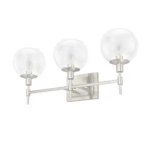 Hunter - Xidane 3-Light Brushed Nickel, Medium Size Vanity Light, Dimmable, Mid Century Modern Style, for Bedrooms, Kitchens, Foyers, Bathrooms - 19764 Hunter - Xidane 3-Light Brushed Nickel, Medium Size Vanity Light, Dimmable, Mid Century Modern Style, for Bedrooms, Kitchens, Foyers, Bathrooms - 19764