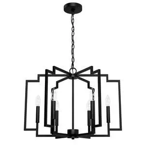 Hunter - Zoanne 6-Light Matte Black, Medium Chandelier, Dimmable, Modern Style, Geometric Shaped, for Bedrooms, Kitchens, Dining, Living Rooms - 45241 Hunter - Zoanne 6-Light Matte Black, Medium Chandelier, Dimmable, Modern Style, Geometric Shaped, for Bedrooms, Kitchens, Dining, Living Rooms - 45241