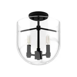 Hunter - Sacha 3-Light Natural Black Iron, Modern Style, Dimmable, Medium Size Flush Mount Light for Bedrooms, Kitchens, Dining, Living Rooms - 19322 Hunter - Sacha 3-Light Natural Black Iron, Modern Style, Dimmable, Medium Size Flush Mount Light for Bedrooms, Kitchens, Dining, Living Rooms - 19322