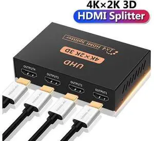 4K HDMI Splitter Adapter 4 Port Splitter, 1 In 4 Out HDMI Female To HDMI Female 1 To 4 Way For Xbox PS4 DVD HDTV PC Laptop 4K HDMI Splitter Adapter 4 Port Splitter, 1 In 4 Out HDMI Female To HDMI Female 1 To 4 Way For Xbox PS4 DVD HDTV PC Laptop