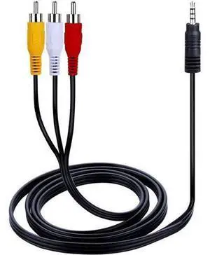 3.5mm to 3 RCA Male Plug to RCA Stereo Audio Video Male AUX Cable 5FT Cord 3.5mm to 3 RCA Male Plug to RCA Stereo Audio Video Male AUX Cable 5FT Cord