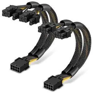 2-Pack PCIe 8 Pin to Dual 8 Pin (6+2) Power Adapter Cable, 9 Inches, with Heat-Shrink Tubing, PSU Cables for GPU, Female to Male PCIe 8 Pin Cable 2-Pack PCIe 8 Pin to Dual 8 Pin (6+2) Power Adapter Cable, 9 Inches, with Heat-Shrink Tubing, PSU Cables for GPU, Female to Male PCIe 8 Pin Cable
