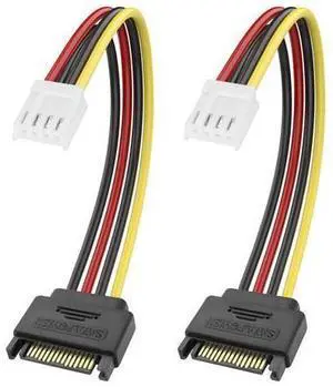 Vszerda 4 Pin Floppy Drive to 15 Pin SATA Male Power Cable, SATA 15Pin Male to 4 Pin Floppy FDD Female Connector Power Supply Cable for Hard Drives - 2Pack, 20CM Vszerda 4 Pin Floppy Drive to 15 Pin SATA Male Power Cable, SATA 15Pin Male to 4 Pin Floppy FDD Female Connector Power Supply Cable for Hard Drives - 2Pack, 20CM