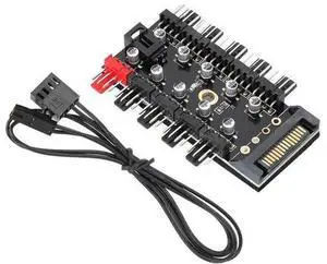 10 Ports 4-Pin PWM Fan Hub, SATA 15pin to 10 Fan Power Splitter Adapter Cable w/ Self-sticker for 3Pin / 4Pin fan 10 Ports 4-Pin PWM Fan Hub, SATA 15pin to 10 Fan Power Splitter Adapter Cable w/ Self-sticker for 3Pin / 4Pin fan