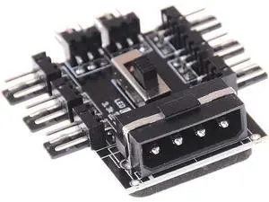 PC Fan Speed Controller - 8 Way Cooling Fan Hub w/ 7/12V Voltage Switch - 1 to 8 Multi Way Splitter for 3-Pin / 4 Pin Case Fan - PCB Adapter - Power by Molex PC Fan Speed Controller - 8 Way Cooling Fan Hub w/ 7/12V Voltage Switch - 1 to 8 Multi Way Splitter for 3-Pin / 4 Pin Case Fan - PCB Adapter - Power by Molex